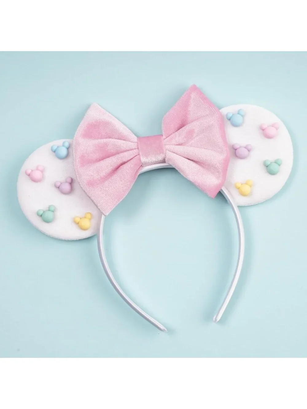 Women White cotton Candy-Inspired Mickey Mouse Hair Headband